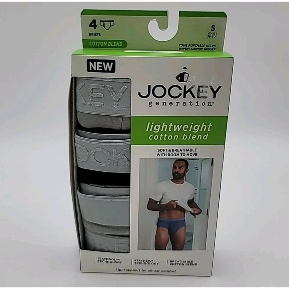 Jockey‎ Generation Light Cotton Blend Briefs Underwear Mens Sz Small 4 Pair NIB